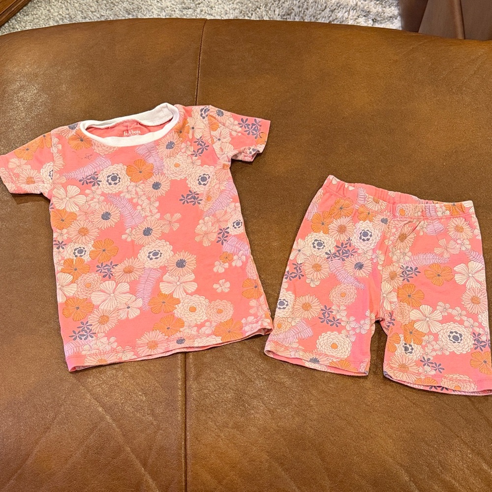 Burt's Bees Floral Kids Pajama Set - Pink and White